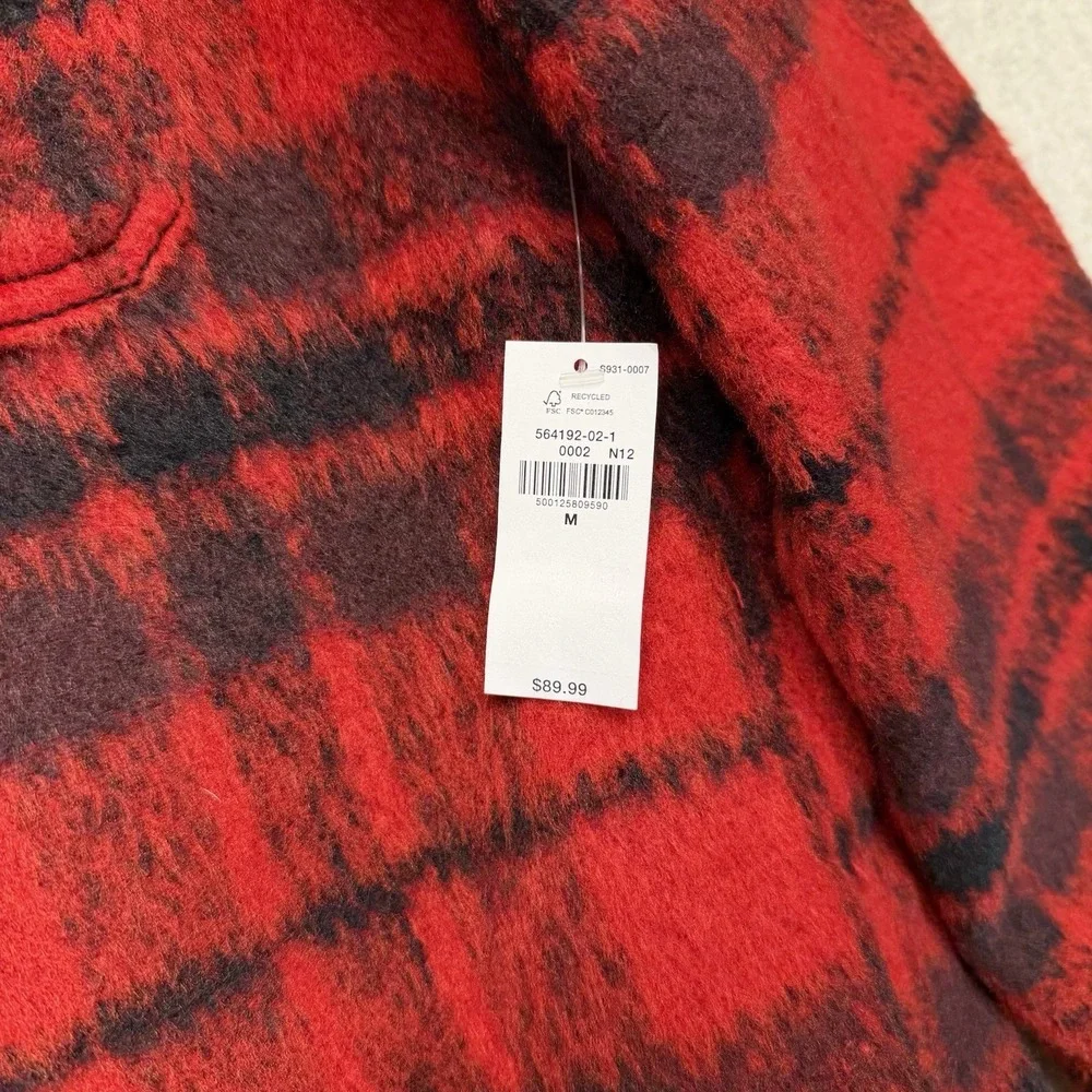 Old Navy Red Black Buffalo Plaid Sherpa Lined Jacket Men's Medium NWT